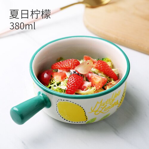 Japanse Stijl Kleine Kom Met Handvat Enkel Kind Creatieve Een Persoon Voedsel Leuke Kom Servies Keramische Instant Noodles LB42704: A