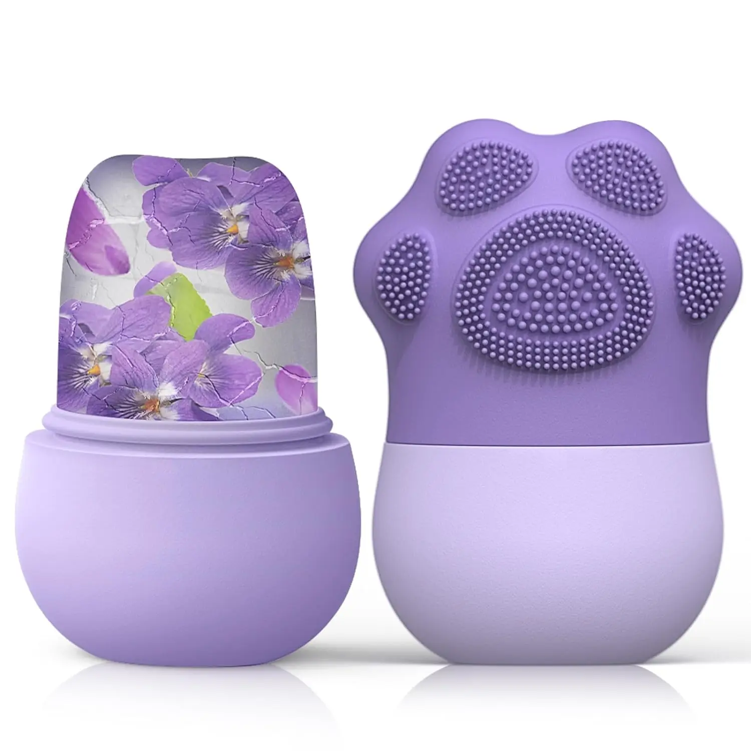 Rolo de gelo facial para cuidados com a pele - reduz o inchaço dos olhos e massagem facial - Ferramenta de beleza de silicone para mulheres: ROXO
