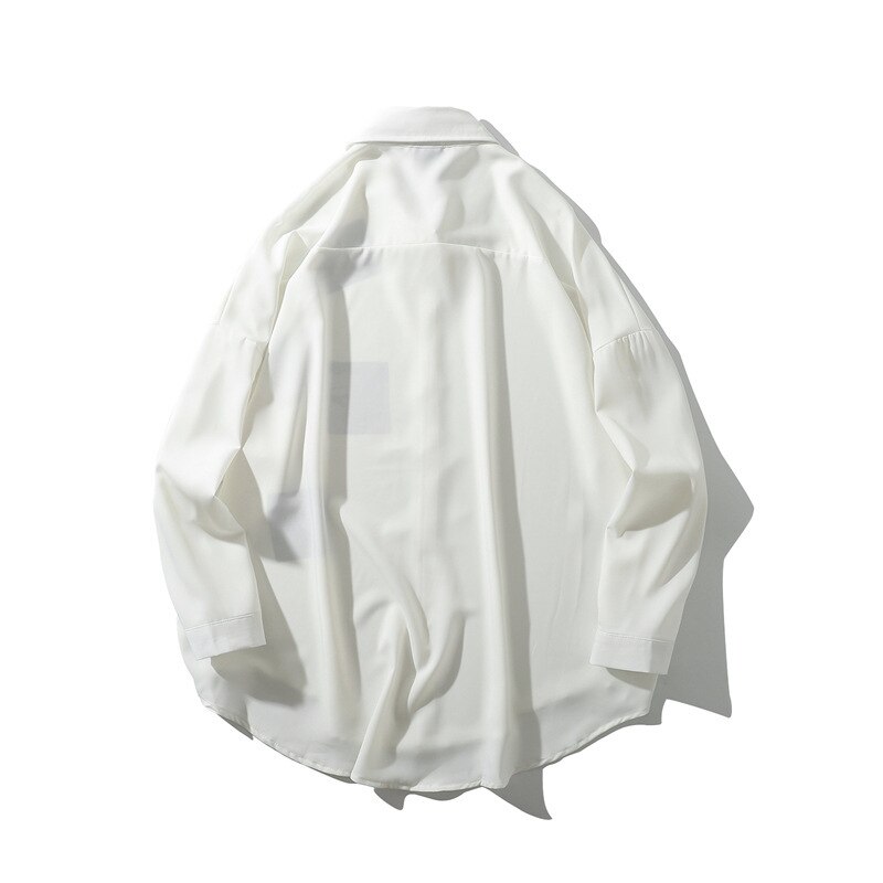 Camisa ruffian Shuai para hombre, coreana, ropa de sensación caída, abrigo de camisa de seda de hielo fina de manga larga, primavera y otoño