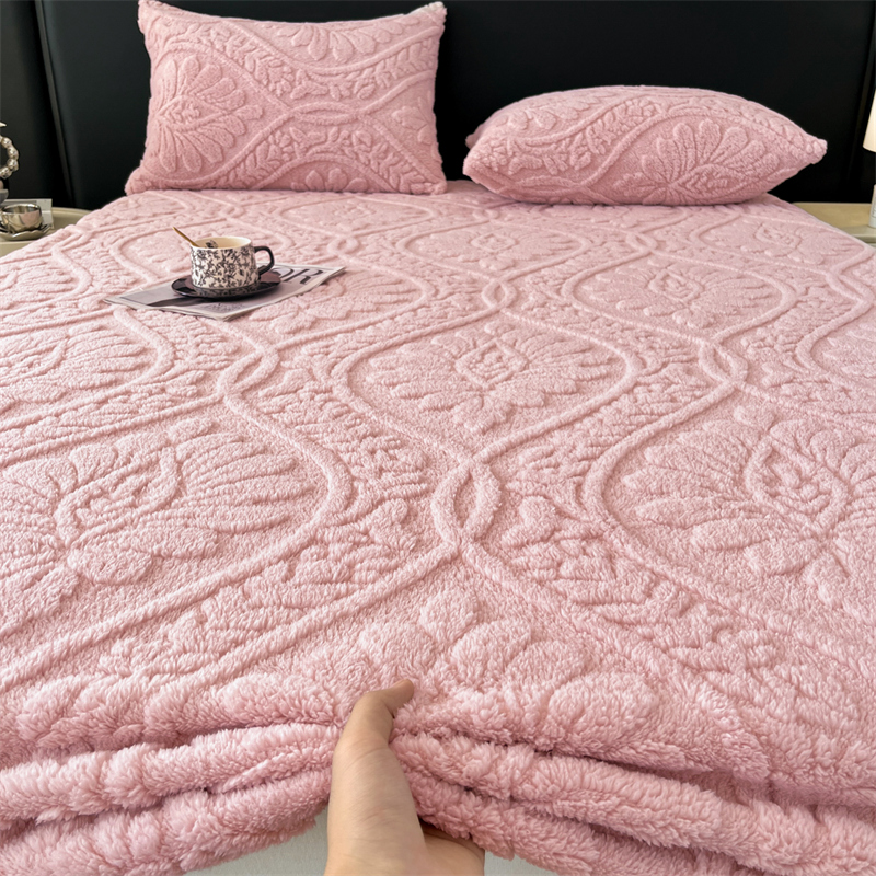Sábana bajera suave de lana Coral para invierno, funda protectora de colchón elástica, ropa de cama de felpa cálida, cama doble de lujo, tamaño Queen y King