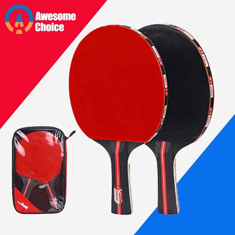 2pcs/lot Table Tennis Bat Racket Double Face Pimples In Long Short Handle Ping Pong Paddle Racket Set With Bag