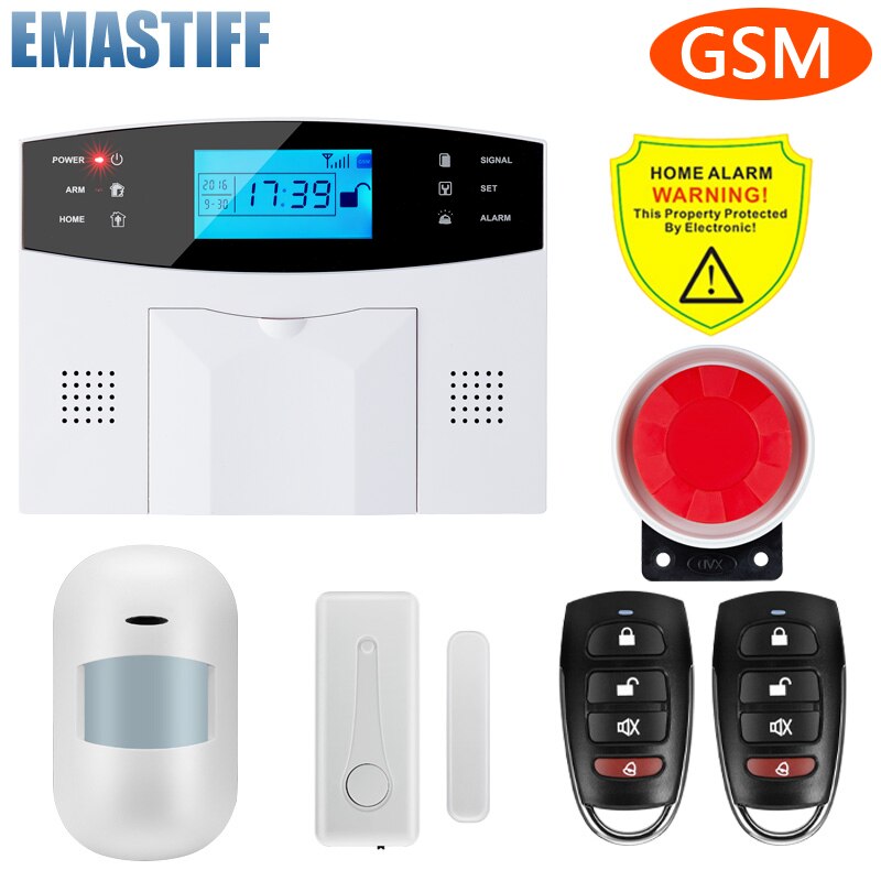 LCD Keypad GSM Home Burglar Security Wireless Wire Alarm System Motion Detector APP Control Fire Smoke Detector