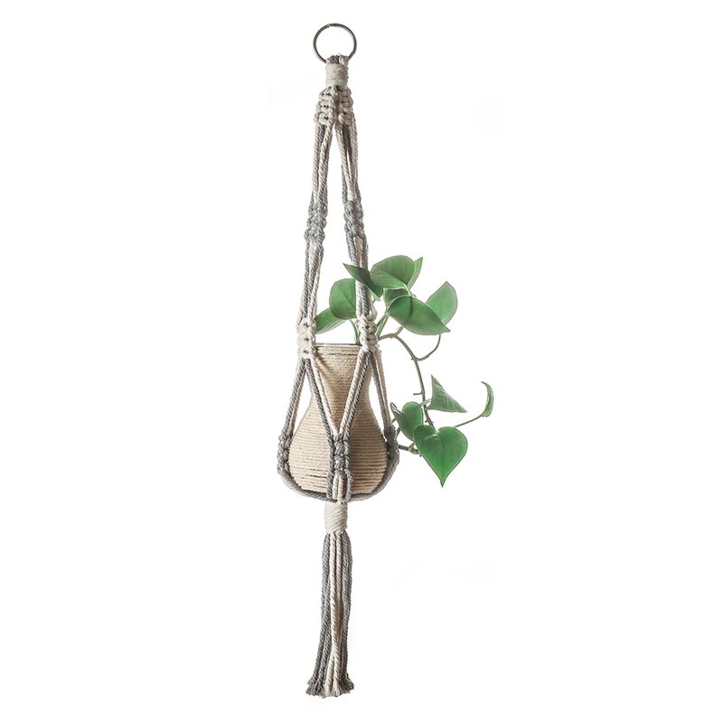 Handwoven Macrame Plant Hanger Indoor Hanging Planter Basket Flower Pot Holder K43D