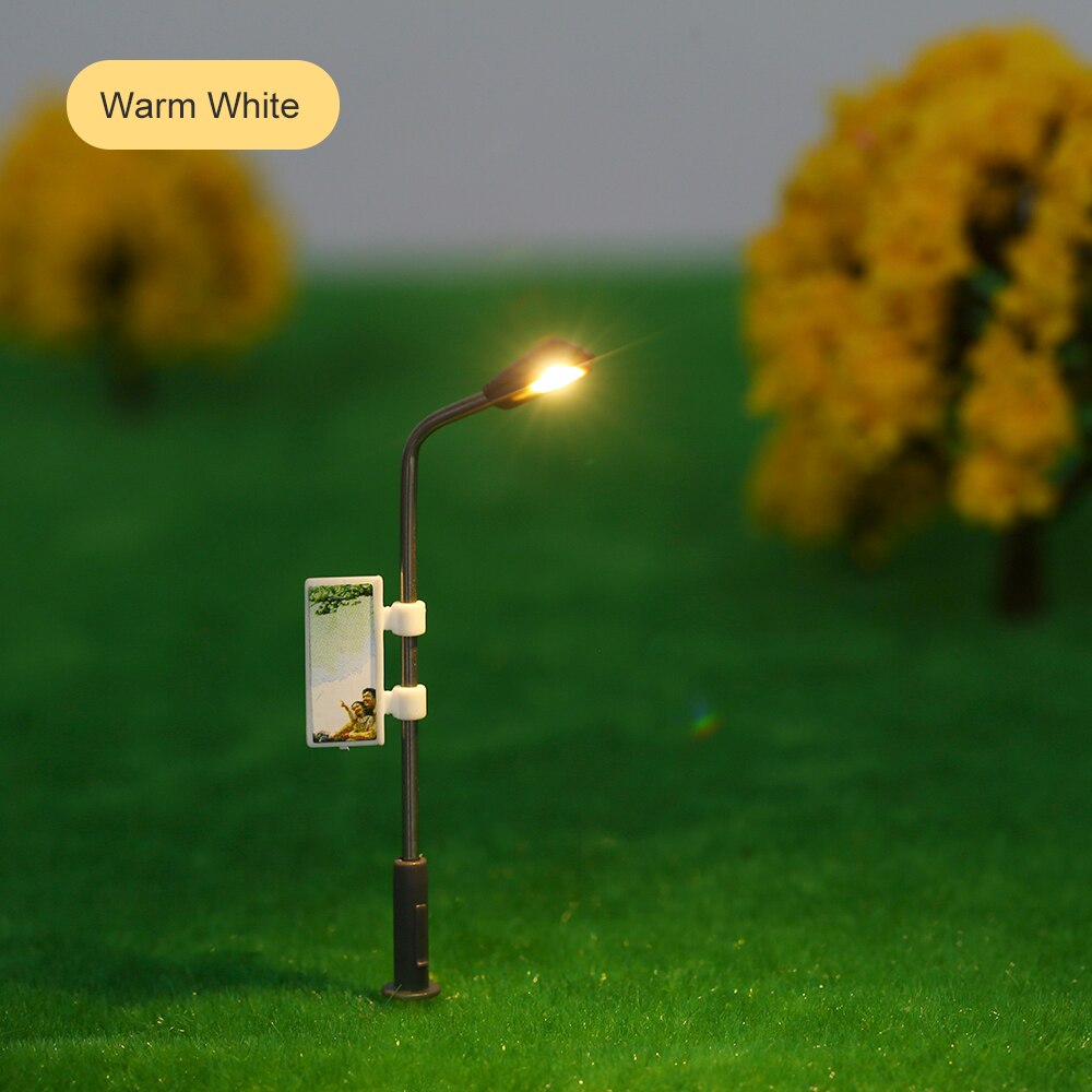 RanDal 20 Lampioni A LED 3V Per Plastico Ferroviario – Doppia Lampada – Scala 1:75, 1:100, 1:200 – Colore Argento (#3) - 2