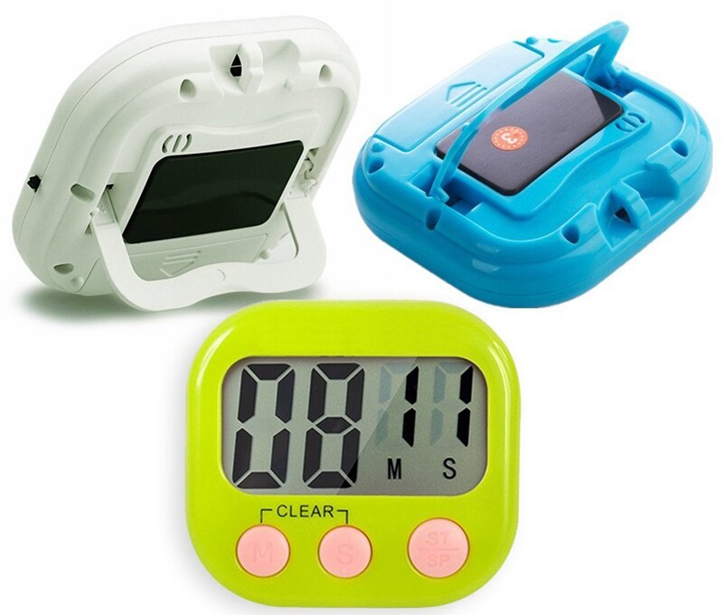 Stor lcd digital kjøkken egg matlaging tidtaker nedtelling klokke alarm stoppeklokke (grønn)