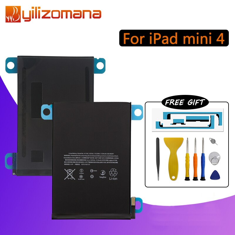 YILIZOMANA Original Tablet Battery For iPad mini 4 Capacity 5124mAh A1538 A1546 A1550 Replacement Li-ion battery Free Tools