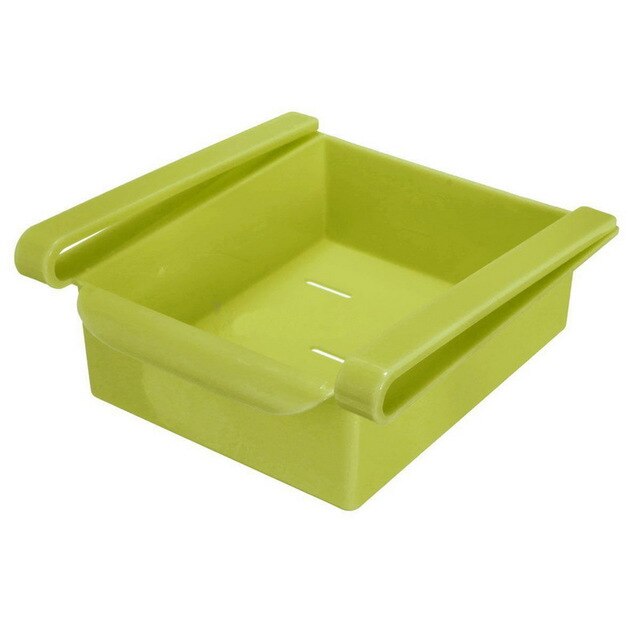Mini abs lysbilde kjøkken kjøleskap fryser plassbesparende organisasjon mat frukt oppbevaringsboks stativ bad hylle organizer holder: Grønn