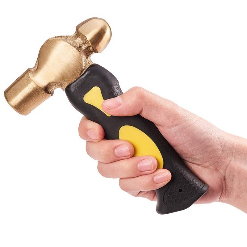 1Lb Brass Metal Stamping Hammer Double-Face Mallet Heads Brass Hammer with Iron Anvil for DIY Crafts Arts Jewelry Making