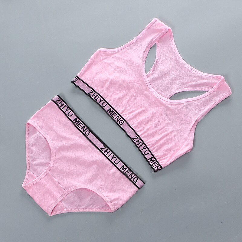 Set reggiseno per ragazze senza anello in acciaio senza inserto doppio strato intimo sportivo traspirante e assorbente del sudore per ragazze 8-16