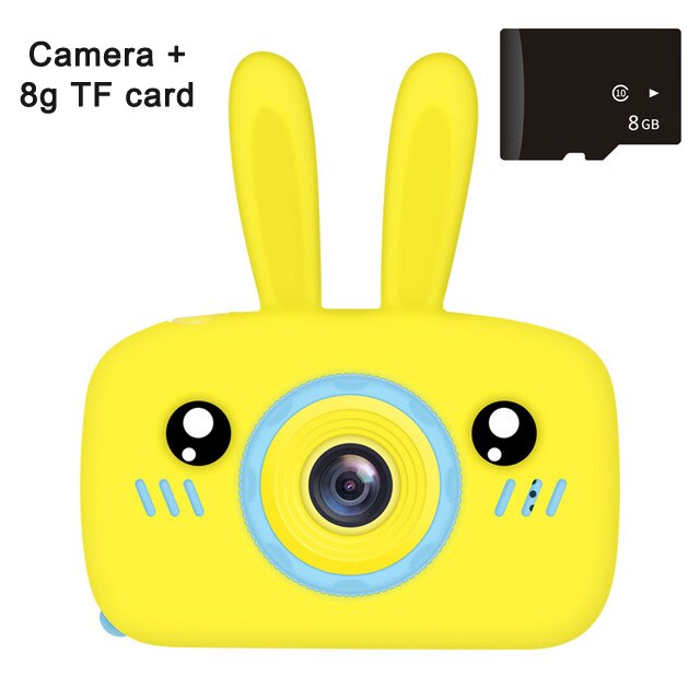 Toy Camera Mini Camera Kids Toys Cartoon Digital Camera Baby Toys 12.0M with 2.0 Inch IPS Screen Children Educational Toys: yellow 8g tf card