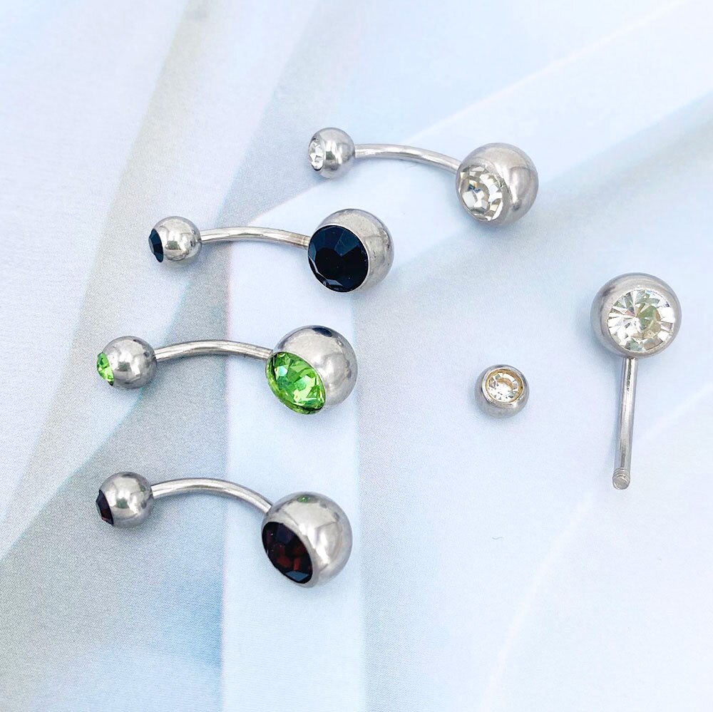 1pc mavepiercing kirurgisk stål krystal navle ringe navle piercing ombligo 5/8mm kugle kropspiercing smykker