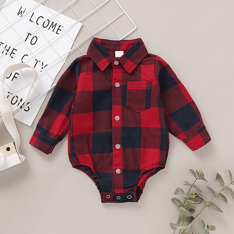 Multicolor Autumn Infant Baby Girls Boys Long Sleeve Plaid Print Rompers Kids Bodysuit Jumpsuit Outfits