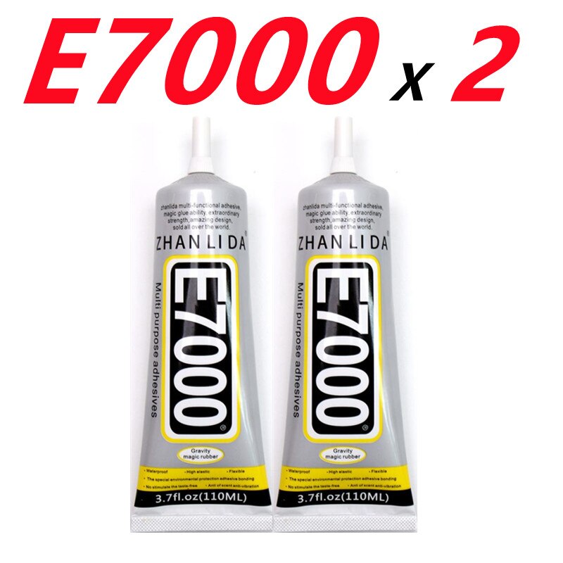 E7000 – colle en caoutchouc liquide Transparent haute résistance, 110ml, 2 pièces, pour pierre de verre métallique, porcelaine, bois, tissu cuir, éponge en Nylon