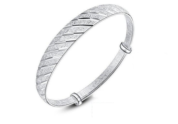 3PCS Bright Silver Color Plate Cuff Bangle Bracelet: Meteor shower