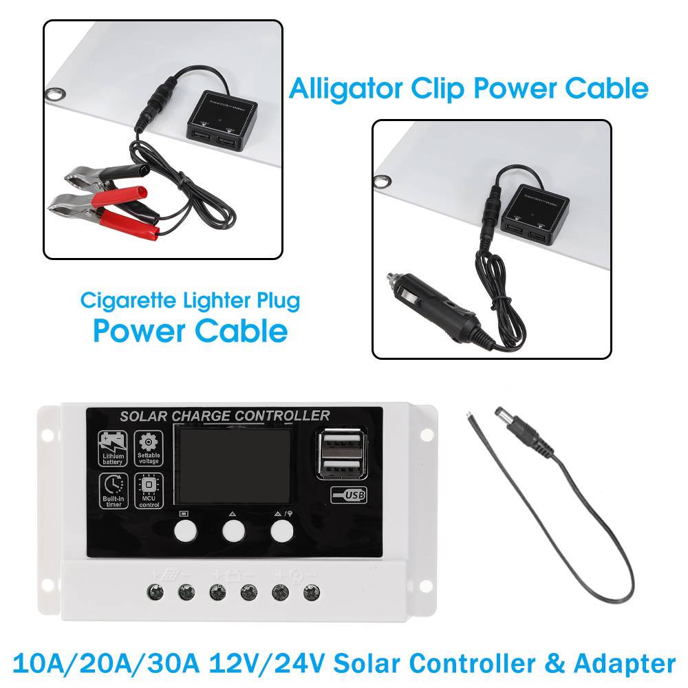 80W Solar Panel Kit Complete Dual USB 12V With 10/20/30A Controller Waterproof Solar Cells for Car Yacht RV Battery Charger
