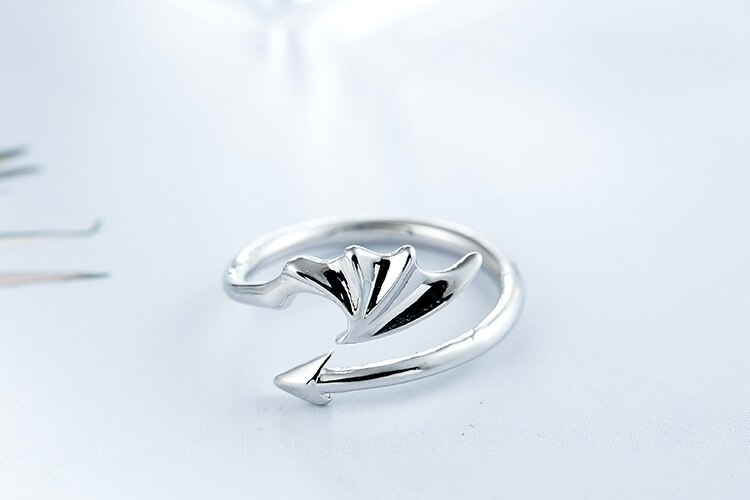 Sole Memory Devil Wings, bonito carácter de personalidad, Plata de Ley 925, anillos de apertura de tamaño variable para mujer, SRI268: White