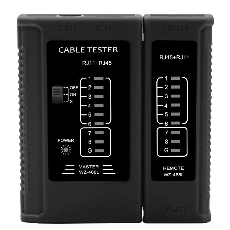 RJ45 RJ11 Cable Lan Tester Network Testing Tools Ethernet LAN Networking Wire Cable Telephone Line Tester Tracker Network Repair: black