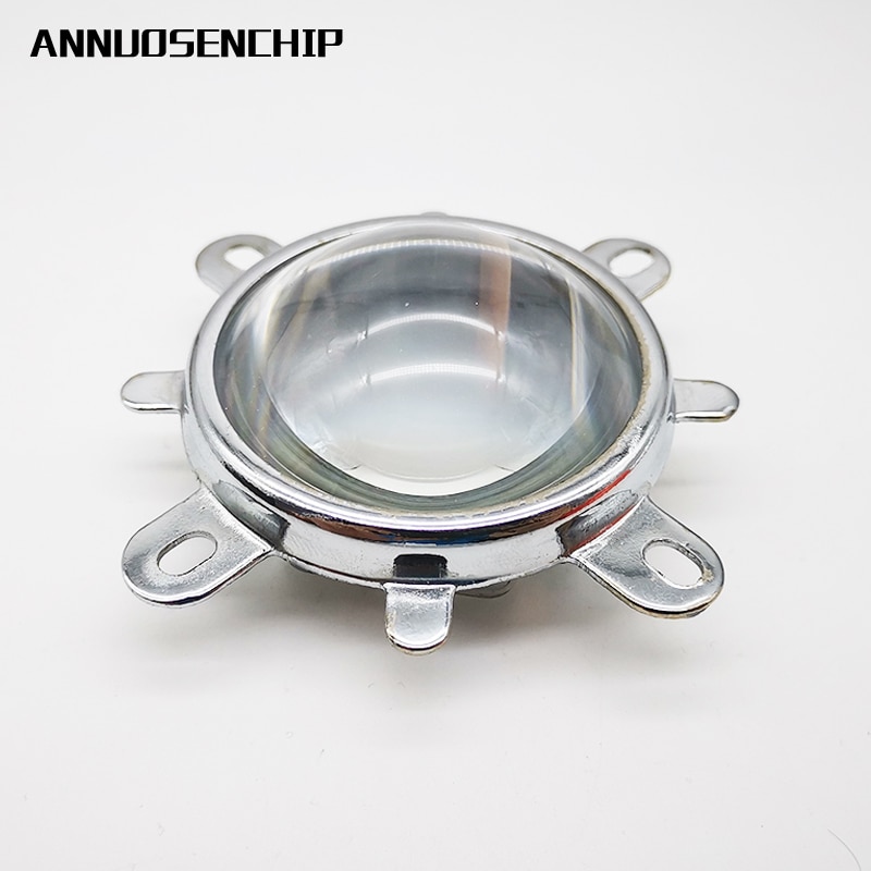 1 ensemble 60 90 120 degrés LED lentille verre optique 44mm réflecteur collimateur support fixe pour 20W 30W 50W 100W haute puissance COB puce