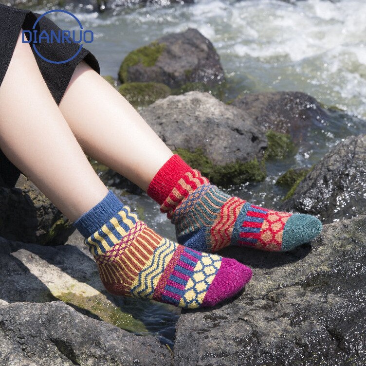 Dianruo winter thermische wollen sokken hoge buisverdikking warme zachte konijnenwol diverse kleuren dames  r220