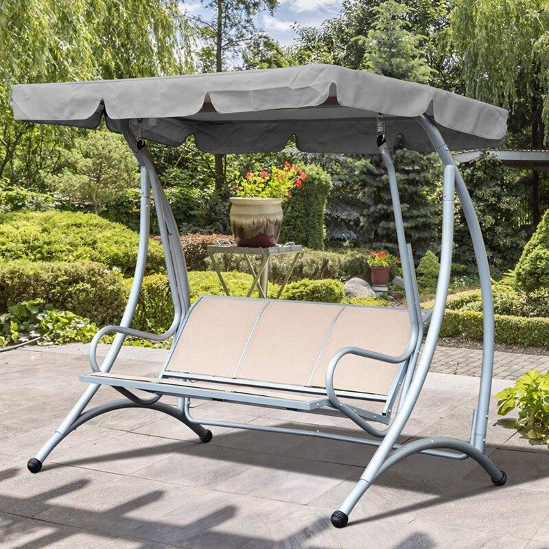 Garden Patio Swing Canopy Replacement Cover Waterproof Canopy Top Cover Replacement Canopy 3-Seater 190X132X15cm