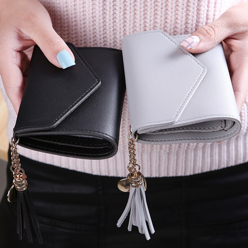 Mini-quasten-geldbörse, damenhandtasche, kurze Mini-geldbörse, hübsche handtasche für koreanische studentinnen, kleine damen-geldbörse