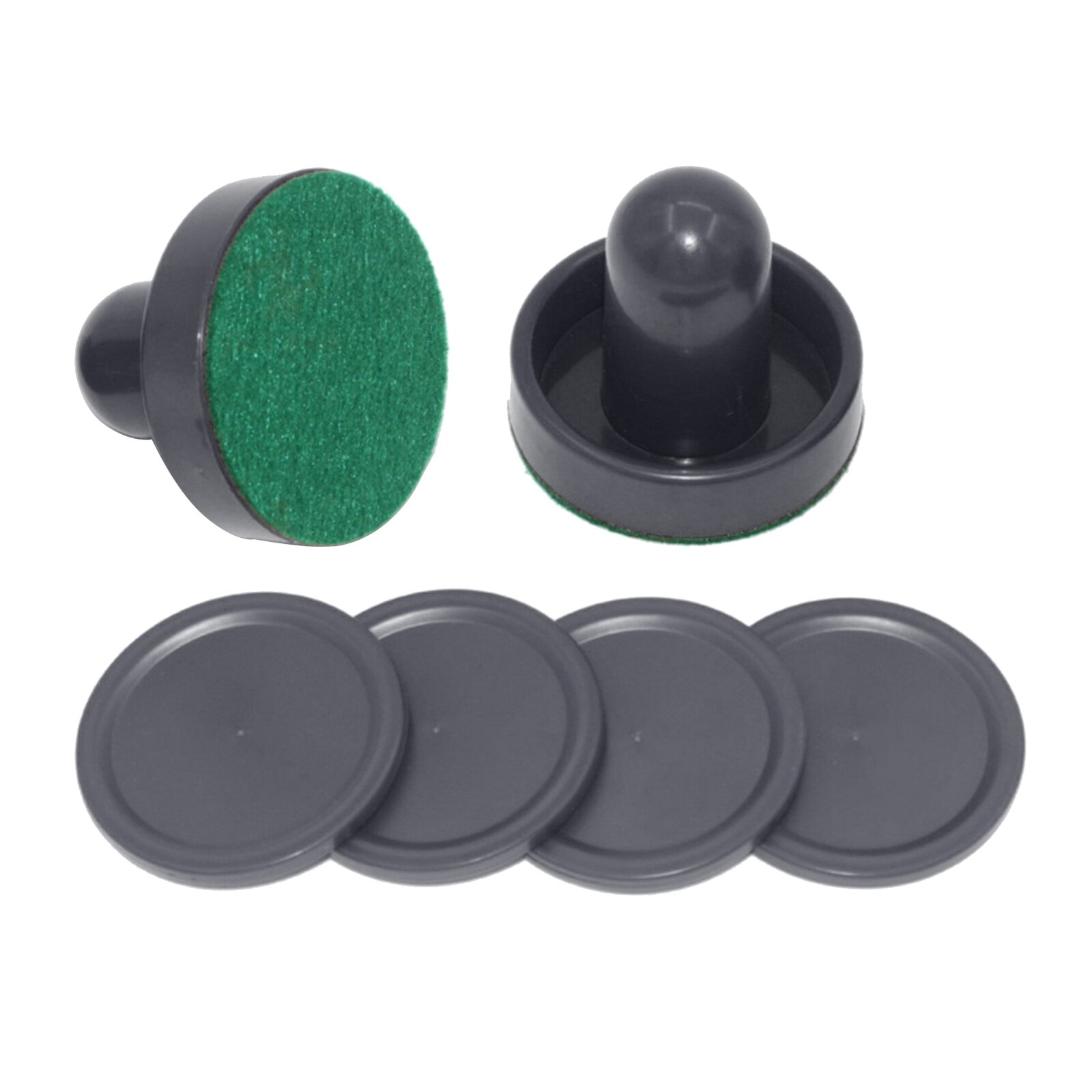 2 Stuks Plastic Air Hockey Pushers En 4 Stuks Pucks Vervanging Voor Game Tafels Zwart: Black