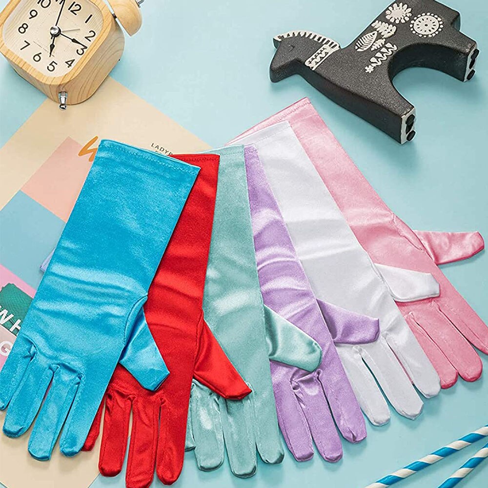3-10Y Mädchen Satin- Handschuhe Schnee Königin Handschuh Prinzessin Kostüm für freundlicher Party, Hochzeit, Formale Festzug Geburtstag Party