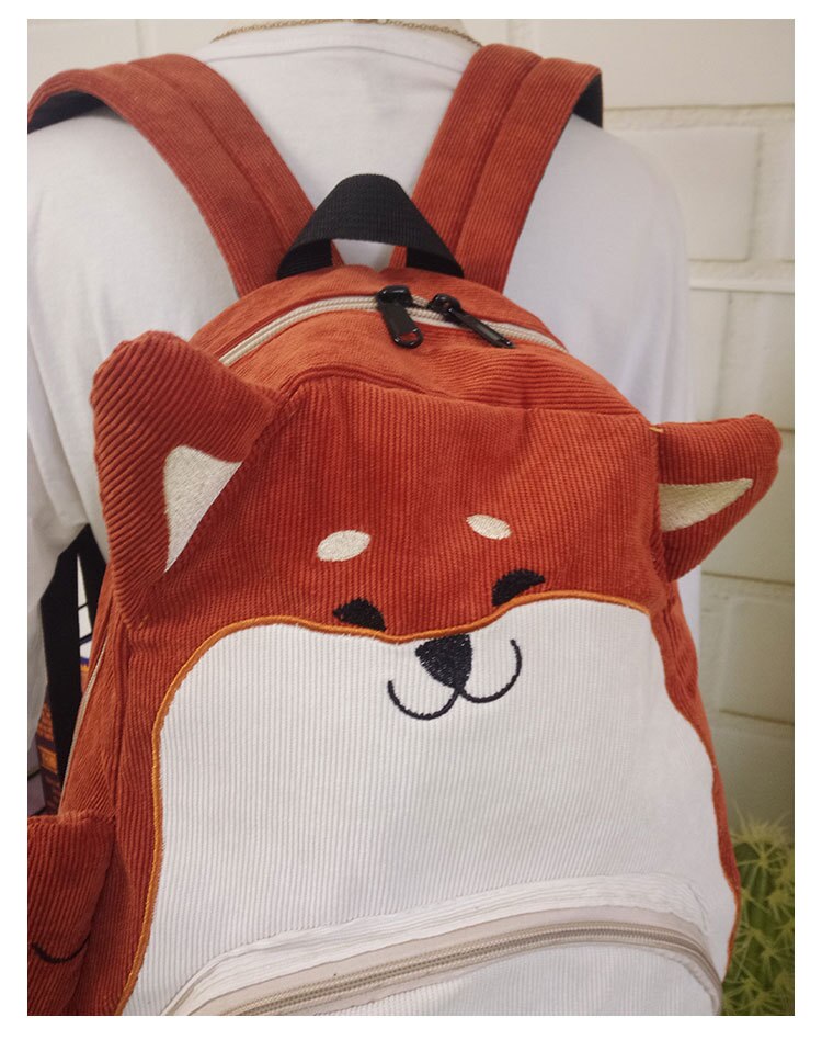 Bolso de tela original de Carlino con animales, mochila japonesa de gran para estudiantes de secundaria, bolso escolar de otoño, para mujer