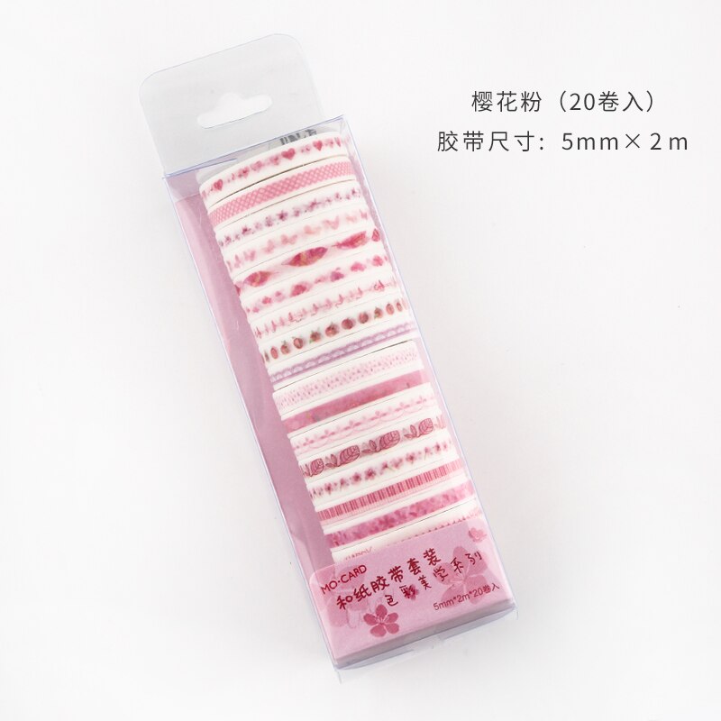Journamm 5mm*2m*20pcs Color Tapes Janpaese Journal Delicacy Styling Bullet Journaling Adhesive Scrapbooking Deco Masking Tapes