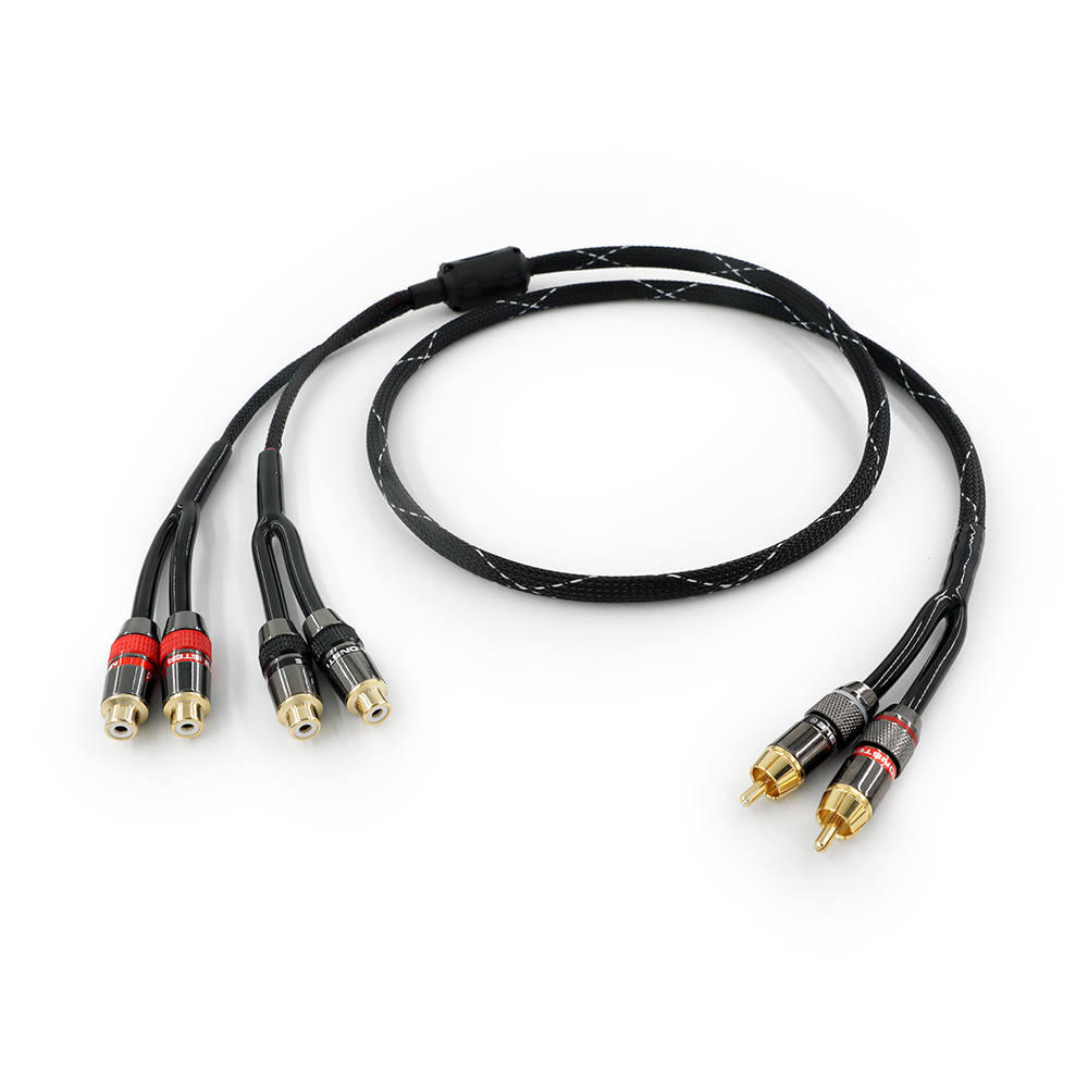Rca Plug Splitter Stereo Audio Video Kabel 2 Mannelijke Naar 4 Vrouwelijke Dual Speaker Y Adapter Verlengsnoer 1 Ingang 2 Uitgang