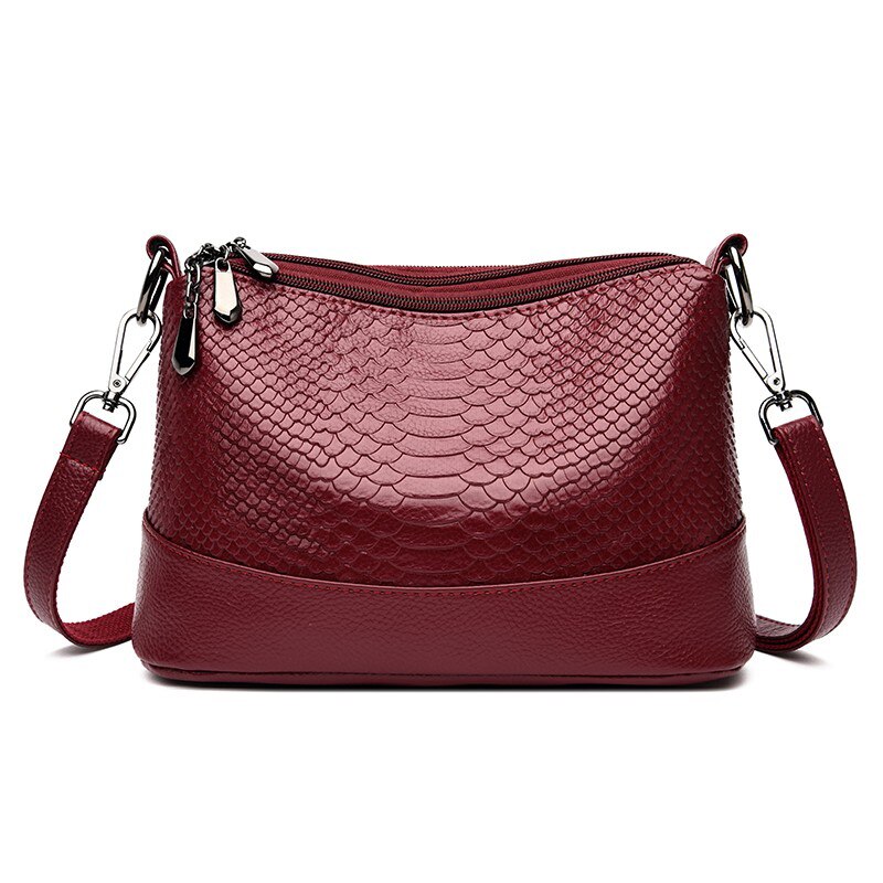 Women's Shoulder Bag Small Crocodile pattern Mother's Messenger Bags Lady Handbag Simple Female Crossbody Bag Black: Wine red