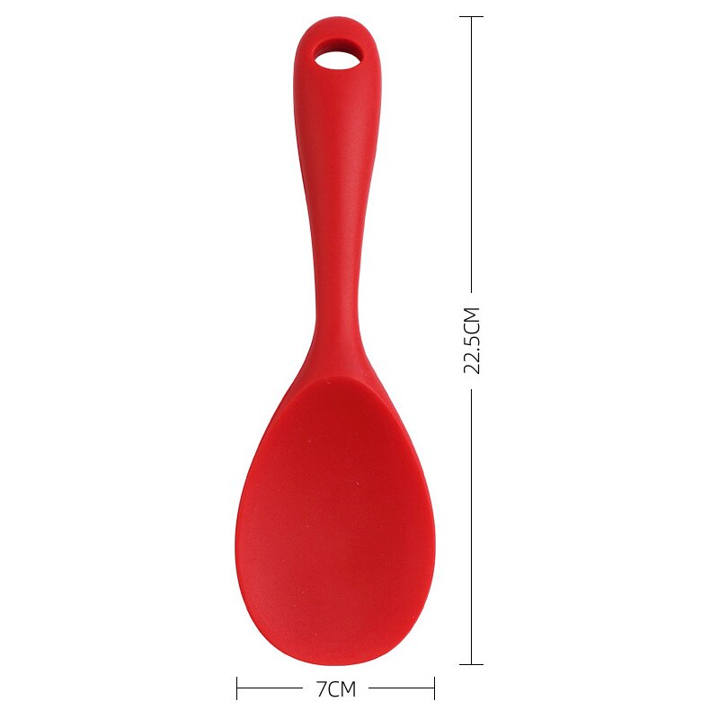 Silicone Rice Spoon Non Stick Paddle Heat Resistant Comfortable Grip Spoons for Rice Mashed Potato Kitchen Tool Kitchenware: Red