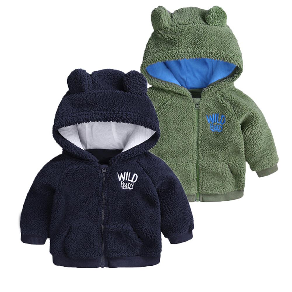 Kids Effen Kleur Baby Diseño De Moda Con Capucha De Piel Gruesa Bebé Hooded Lange Mouwen Jas Winter Warm trui Jas