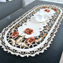Vintage oval dug bord spisebord betræk europæisk broderet garn blomst stof fest stue bord måtte betræk boligindretning