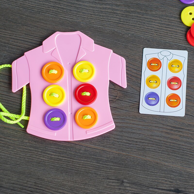 Board Game Kids Fine Motor Skills Toy-Plastic Sewing On Buttons Parent-child Game Life Teaching Aid Clothes Button