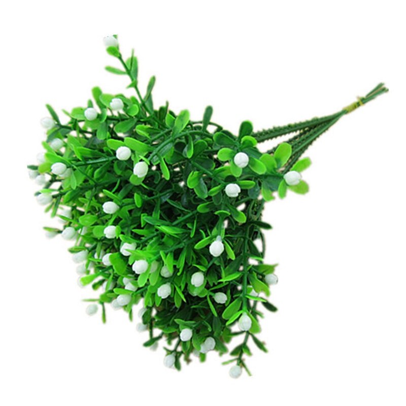 Groene Kunstmatige Bloem Simulatie Milan Kleine Boeket Plastic Plant Bloemen Voor Bruiloft Thuis Office Party Decoratie Art: WT