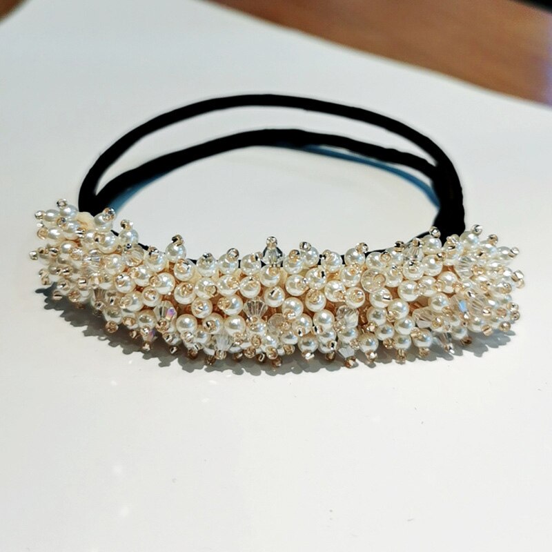 Perle Blume Klar Kristall Hochzeit Brautjungfer Schmuck Haar Zubehör Braut Strass Haar Pins Clips Hairwear Maruko: White