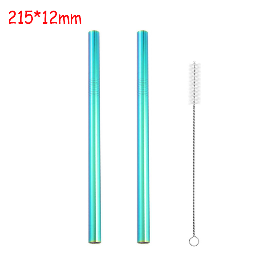 Ekstra bredt sugerør gjenbrukbart rustfritt stål sugerør metall sugerør for smoothies tapioka perler melk te juice bar verktøy: Neon 12mm 3pc
