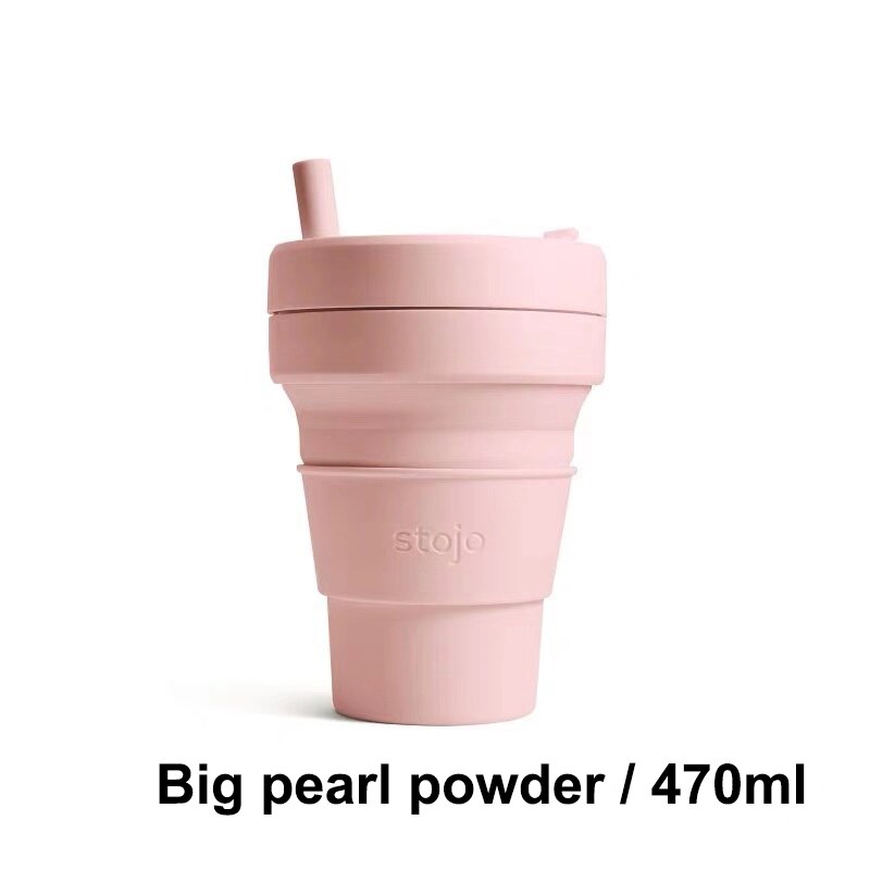 STOJO TASSE Klapp Silikon Tragbare Silikon kaffee tasse multi-funktion folding silica tasse Büro reise Wesentliche: big pearl powder 470