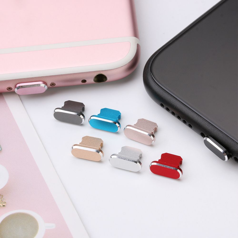 For iPhone 11 Pro Max X XR Max 8 7 6S Plus Universal Aluminium Alloy Anti Dust Plug Charger Dock Metal Stopper Charging Port Cap