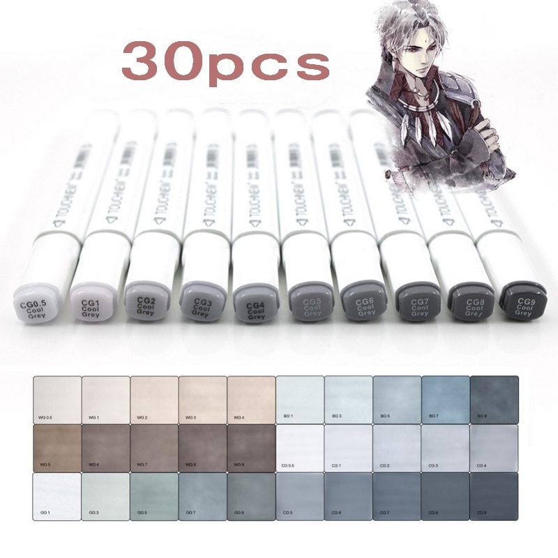 Marker Stift 12/30 Farben Grau Farben Kunst Marker Doppel-Spitze Skizze Marker Alkohol Tinte Auf Wasserbasis TöNe Kunst Liefert: verrotten