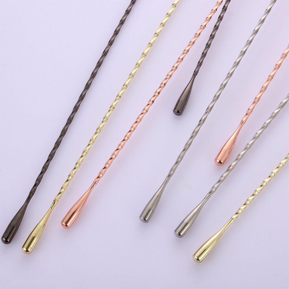 Colorful Stainless Steel Mixing Cocktail Spoon Spiral Teadrop Spoon Kitchen Stir Spoon Bartender Tools Home KitchenSupplies