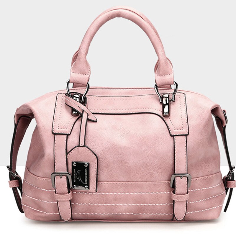 Sacs à main Vintage pour femmes cuir bandoulière sacs à bandoulière dames fourre-tout sac grande capacité femmes sac de messager: Pink