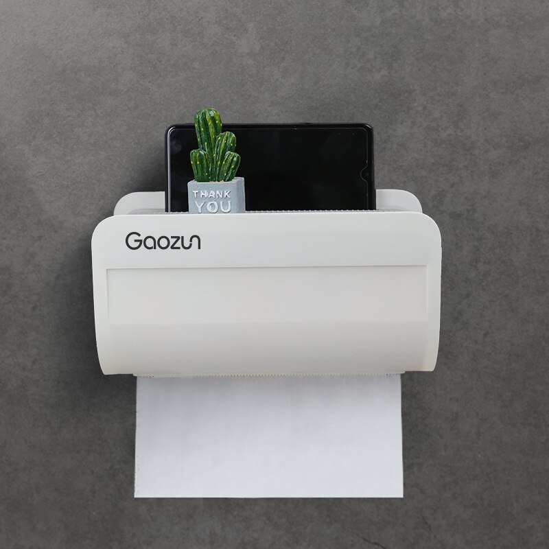 Baispo vægmonteret vandtæt tissueboks toiletpapirholder til bærbar opbevaringsholder til badeværelse badeværelsestilbehør: Stor grå