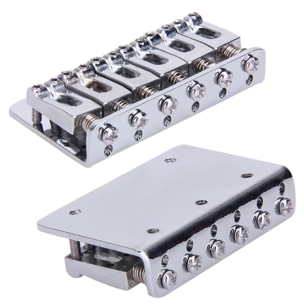 6 Saddle Hardtail Bridge with 5 Screws Top Load Guitar Tailpiece for Electric Guitar Accessory, Chrome 65mm Metal Fixed Hardtail