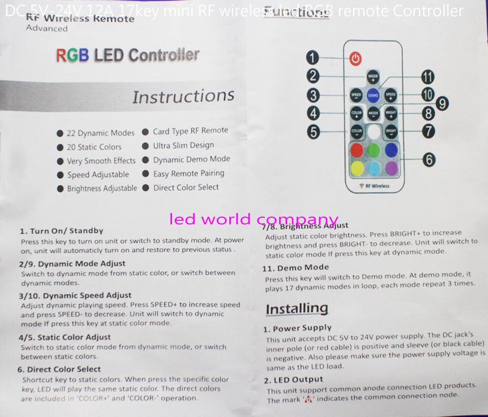 DC5V USB RGB LED Controller 17key RF Wireless Mini Remote Controller voor RGB 3528 5050 smd Led Strip tape verlichting 5 v