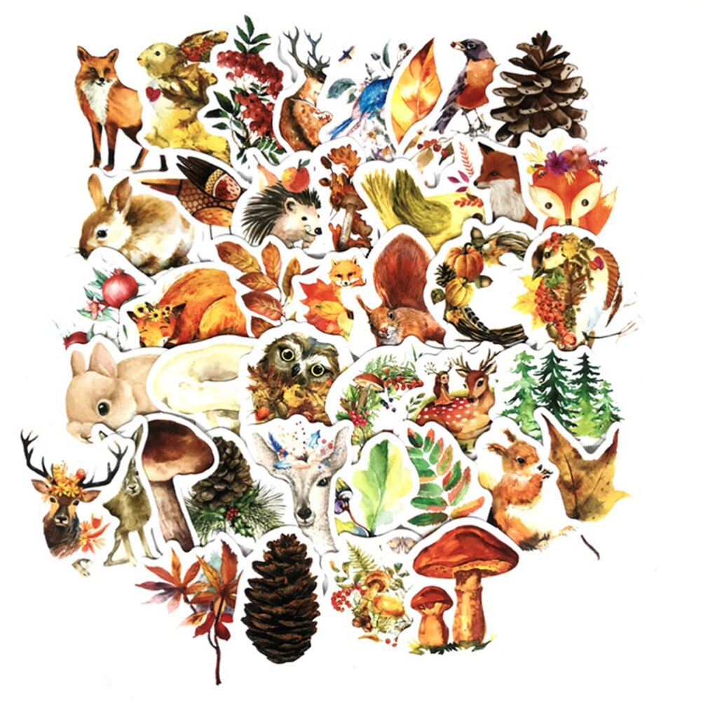 47 stuks zelfklevende mooie papieren stickers graffiti stickerset dierenvorm stickers voor kinderen en volwassenen