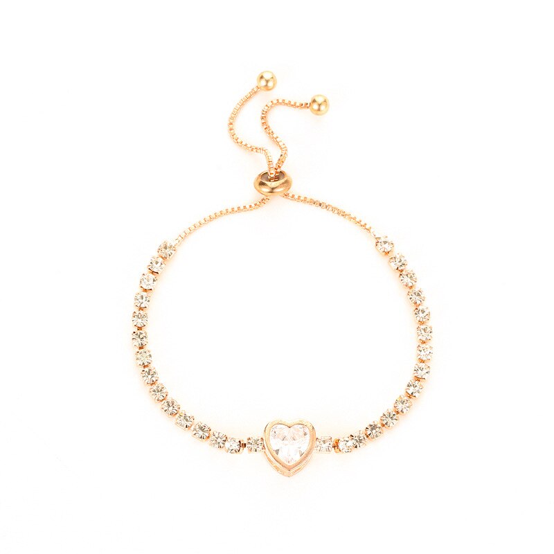 Neue rose gold liebe herz zirkon armband für frauen einfache strass damen armband CZ schmuck: 02 gold