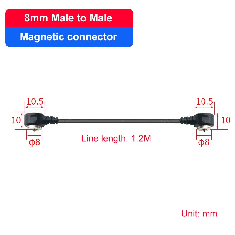 Conector magnético impermeable roscado 10-15A, Cable de carga de energía, contacto de succión magnético USB, Terminal de enchufe macho y hembra: Azul