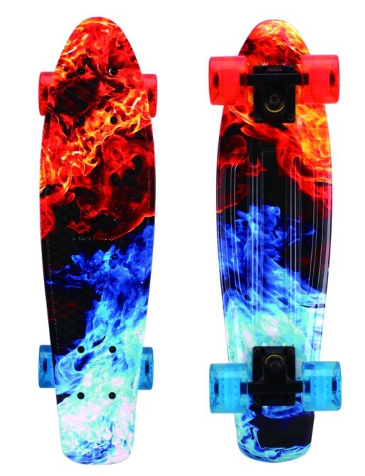 skateboard luminous wheel mini board for outdoor sport street fish board longboard skateboard: Red